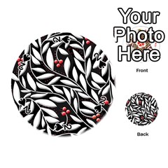 Black, Red, And White Floral Pattern Playing Cards 54 (round)  by Valentinaart