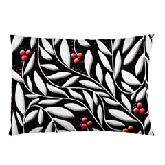 Black, Red, And White Floral Pattern Pillow Case by Valentinaart