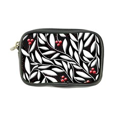 Black, Red, And White Floral Pattern Coin Purse by Valentinaart