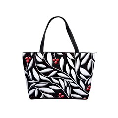 Black, Red, And White Floral Pattern Shoulder Handbags by Valentinaart