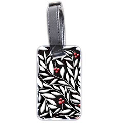 Black, Red, And White Floral Pattern Luggage Tags (two Sides) by Valentinaart