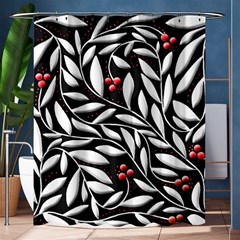 Black, Red, And White Floral Pattern Shower Curtain 60  X 72  (medium)  by Valentinaart