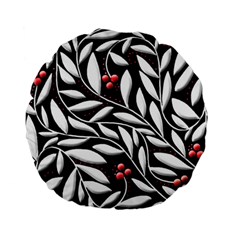 Black, Red, And White Floral Pattern Standard 15  Premium Round Cushions by Valentinaart