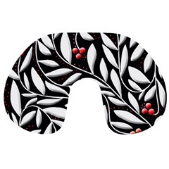 Black, Red, And White Floral Pattern Travel Neck Pillows by Valentinaart