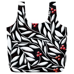 Black, Red, And White Floral Pattern Full Print Recycle Bags (l)  by Valentinaart