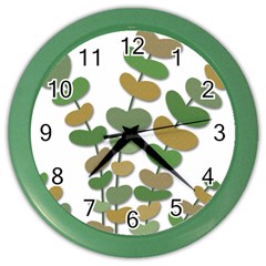 Green Decorative Plant Color Wall Clocks by Valentinaart