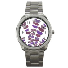 Purple Decorative Plant Sport Metal Watch by Valentinaart