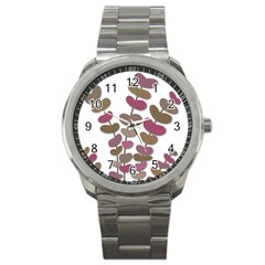 Magenta Decorative Plant Sport Metal Watch by Valentinaart