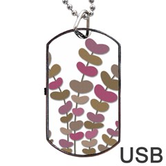 Magenta Decorative Plant Dog Tag Usb Flash (one Side) by Valentinaart