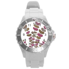 Magenta Decorative Plant Round Plastic Sport Watch (l) by Valentinaart