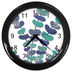 Blue Decorative Plant Wall Clocks (black) by Valentinaart