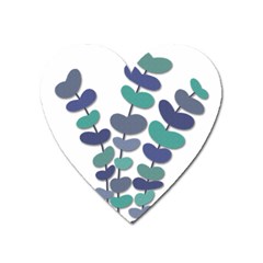 Blue Decorative Plant Heart Magnet by Valentinaart