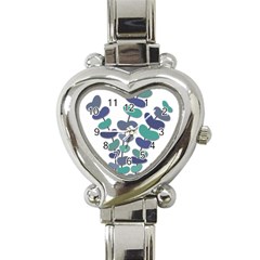 Blue Decorative Plant Heart Italian Charm Watch by Valentinaart