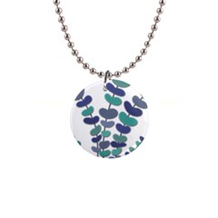 Blue Decorative Plant Button Necklaces