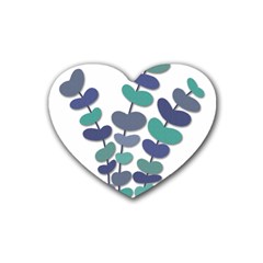 Blue Decorative Plant Rubber Coaster (heart)  by Valentinaart