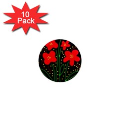 Red Flowers 1  Mini Magnet (10 Pack) 