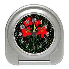 Red Flowers Travel Alarm Clocks by Valentinaart