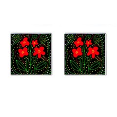 Red Flowers Cufflinks (square) by Valentinaart