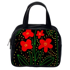 Red Flowers Classic Handbags (one Side) by Valentinaart