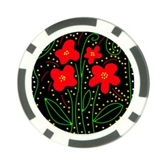 Red Flowers Poker Chip Card Guards (10 Pack)  by Valentinaart