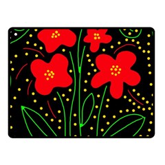 Red Flowers Fleece Blanket (small) by Valentinaart