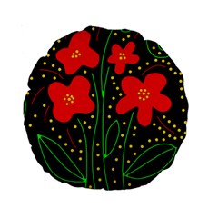 Red Flowers Standard 15  Premium Round Cushions by Valentinaart