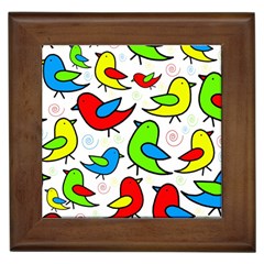 Colorful cute birds pattern Framed Tiles