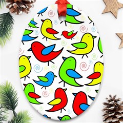 Colorful cute birds pattern Ornament (Oval) 