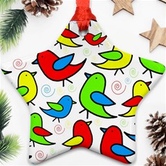 Colorful cute birds pattern Ornament (Star) 