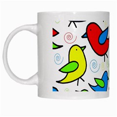 Colorful cute birds pattern White Mugs