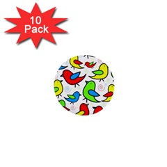 Colorful cute birds pattern 1  Mini Buttons (10 pack) 