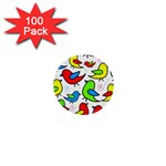 Colorful cute birds pattern 1  Mini Buttons (100 pack)  Front