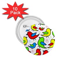 Colorful cute birds pattern 1.75  Buttons (10 pack)