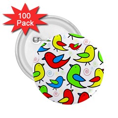 Colorful cute birds pattern 2.25  Buttons (100 pack) 