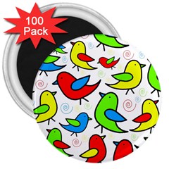 Colorful cute birds pattern 3  Magnets (100 pack)