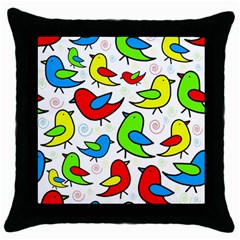 Colorful cute birds pattern Throw Pillow Case (Black)