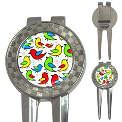 Colorful cute birds pattern 3-in-1 Golf Divots