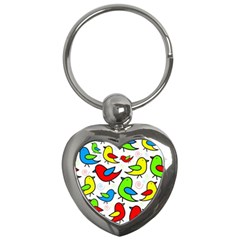 Colorful cute birds pattern Key Chains (Heart) 