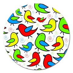 Colorful cute birds pattern Magnet 5  (Round)