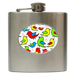 Colorful cute birds pattern Hip Flask (6 oz)