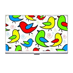 Colorful Cute Birds Pattern Business Card Holders by Valentinaart