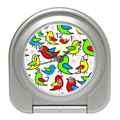 Colorful cute birds pattern Travel Alarm Clocks