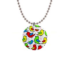 Colorful Cute Birds Pattern Button Necklaces by Valentinaart