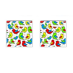 Colorful cute birds pattern Cufflinks (Square)