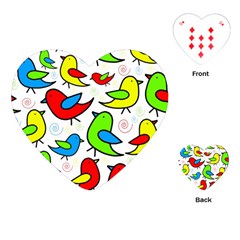 Colorful cute birds pattern Playing Cards (Heart) 