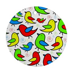 Colorful cute birds pattern Round Ornament (Two Sides) 