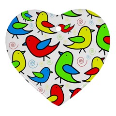 Colorful cute birds pattern Heart Ornament (2 Sides)