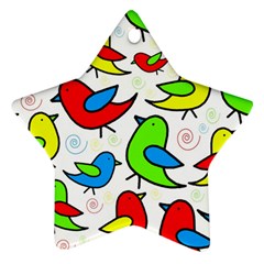 Colorful cute birds pattern Star Ornament (Two Sides) 