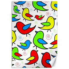 Colorful Cute Birds Pattern Canvas 12  X 18   by Valentinaart