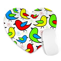 Colorful cute birds pattern Heart Mousepads